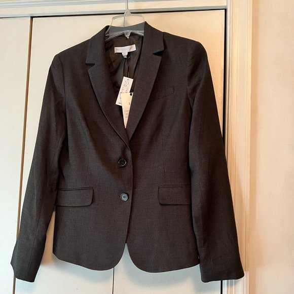 New York & Co Stretch 2-Button Black & Gray Pinstripe Blazer - 12 Average - Picture 2 of 6
